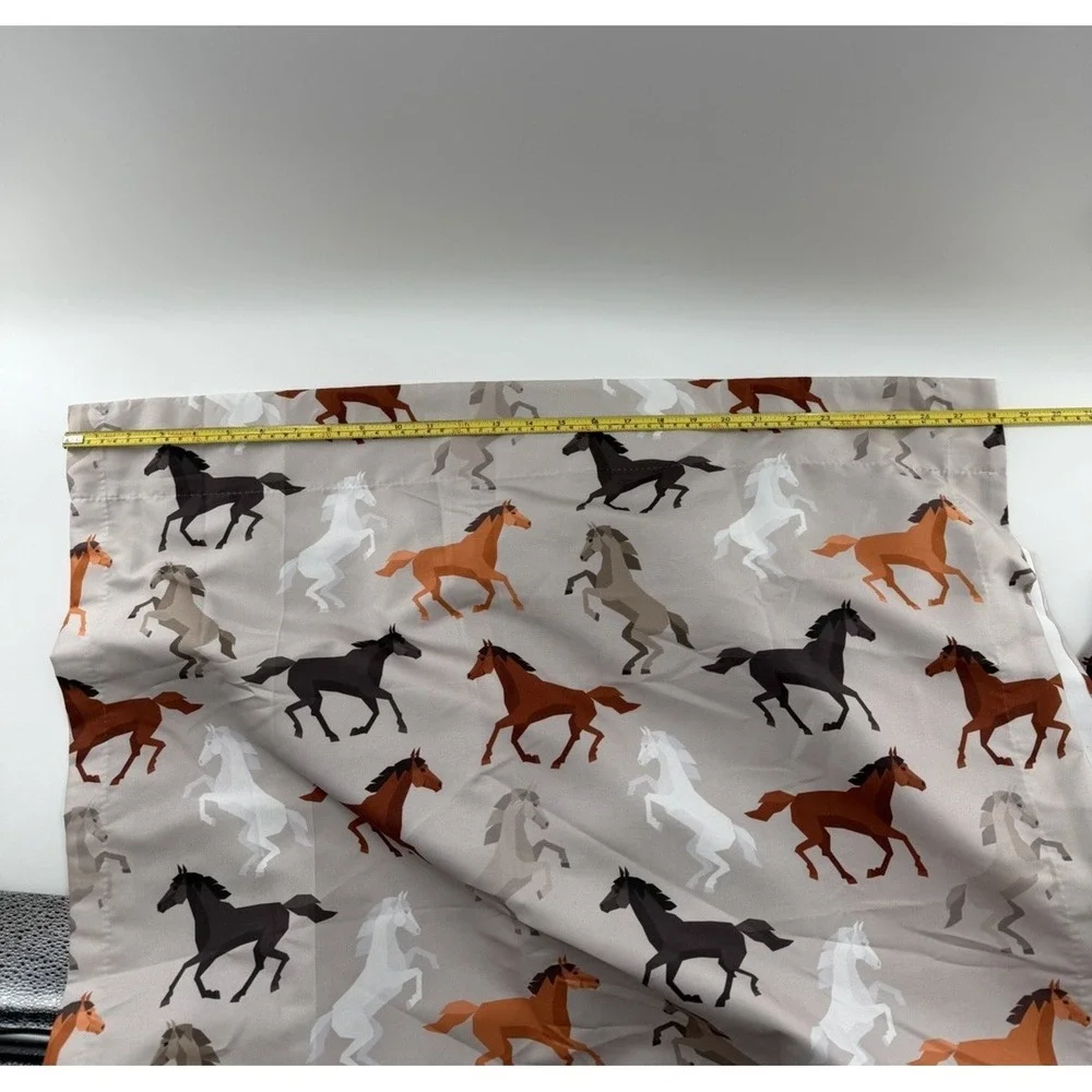 Horse Window Curtains Western Rustic Animal Running Horse 2 Drapes 28.5 x 64